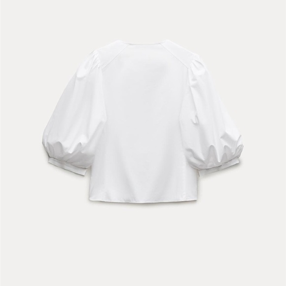 ZARA WOMAN COLLECTION 100% Cotton White Puff Sleeve Blouse (S) - Picture 3 of 6